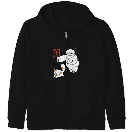Disneyss Big Hero 6 Baymax Chasing Mochi Cute shots Zip Hoodies