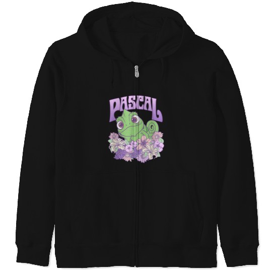 Disney Tangled Cute Pascal Floral Pastel Big Chest Portrait Zip Hoodies