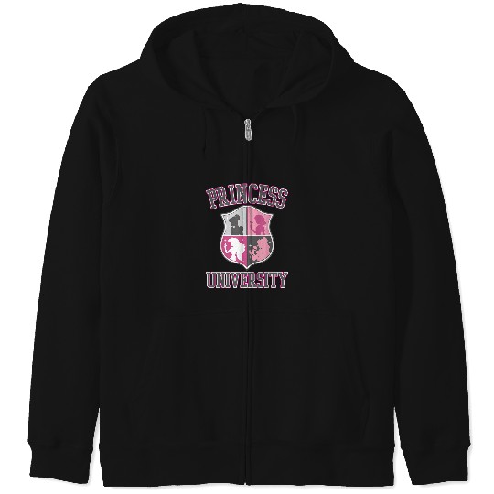 Disney Princess University College Text Logo Gra Zip Hoodies