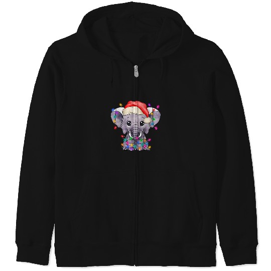 Discover Elephant Christmas Lights Tree elephant Lover Funny Santa  , Disney Elephant Dumbo Christmas , Dumbo Christmas Zip Hoodies