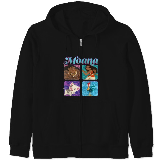 Disneyss Moana Pua Maui Hei Hei Retro Box Up Chest Panels Zip Hoodies