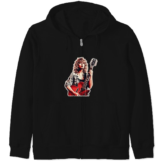 Discover Taylor Guitar Pose (1) Zip Hoodies