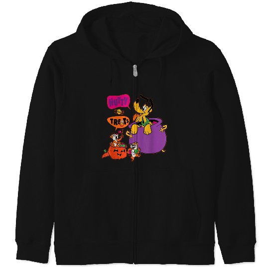 Disneyss Pluto And Chip N Dale Nutty For Treats Halloween Zip Hoodies