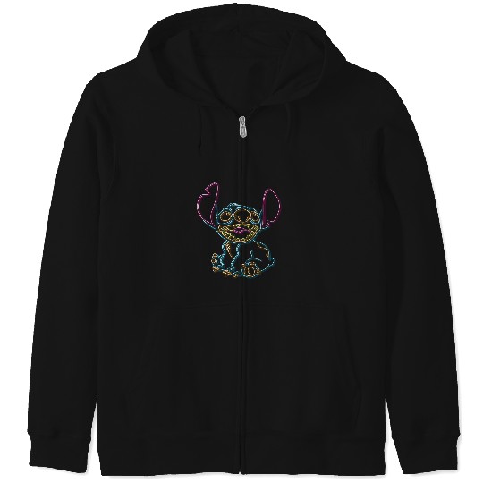 Discover Disney Lilo & Stitch Neon Stitch Outline Long Sleeve T-Shirt Zip Hoodies