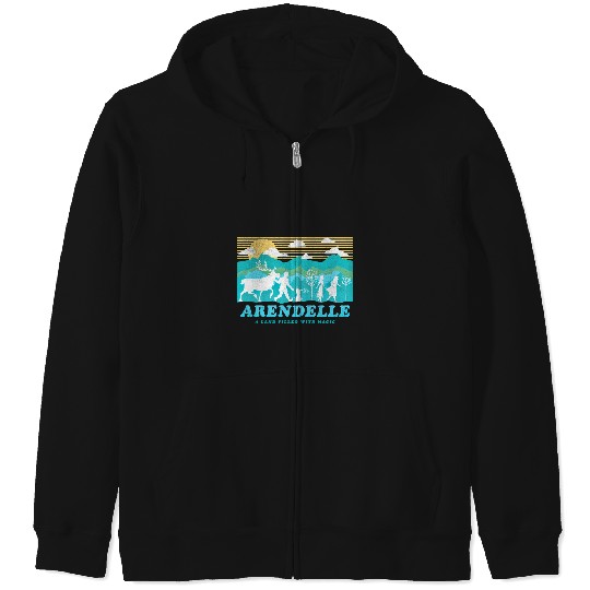 Discover Disney Frozen 2 Arendelle Group Silhouette Poster Zip Hoodies