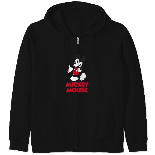 Discover Disney Mickey And Friends Classic Vintage Mickey Big Logo V-Neck Zip Hoodies