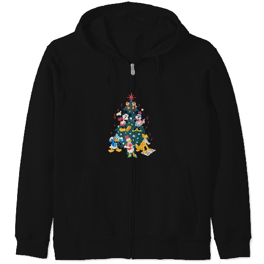 Discover Disney Mickey & Friends Holiday Retro Christmas Tree Carols Premium Zip Hoodies