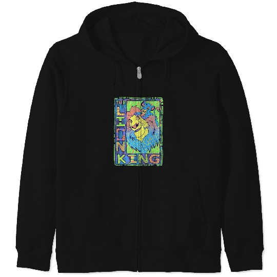 Disney Lion King Retro Colorful Simba Mufasa Graphic Zip Hoodies