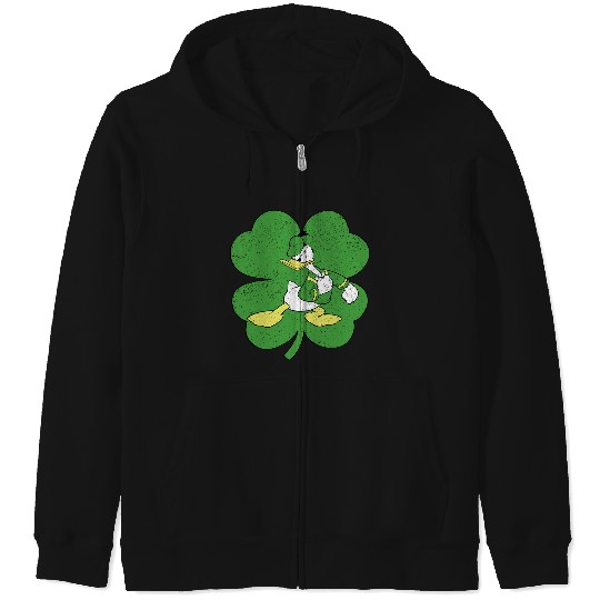 Disney Donald Duck Retro Shamrock St. Patrick's Day Long Sleeve Zip Hoodies