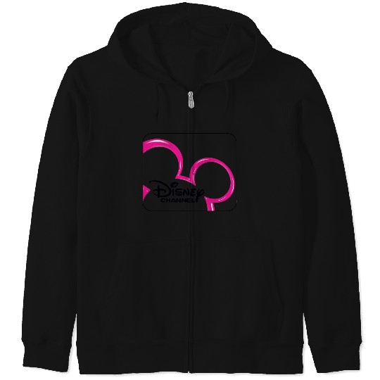 Disney Channel  Mickey Mouse Pink Retro 2000s Logo Zip Hoodies