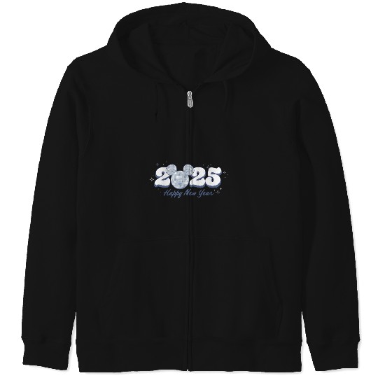 Discover Disney Mickey Mouse Head Disco Ball Happy New Year 2025 Zip Hoodies