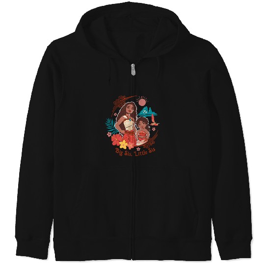 Discover Disney Moana 2 Big Sis Little Sis Oceania Tropical Floral Zip Hoodies