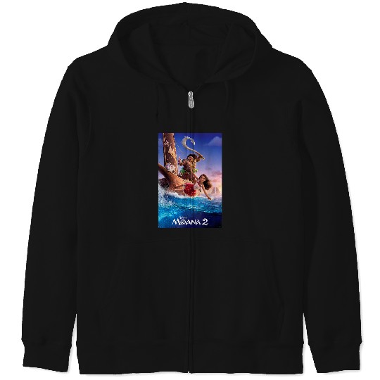 Discover Disneyss Moana 2 Set Sail  Movie Teaser Poster Logo Zip Hoodies