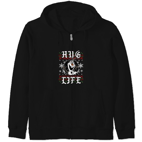 Discover Disney Frozen Olaf Hug Life Ugly Christmas Sweater Style Zip Hoodies