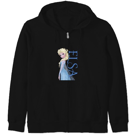 Discover Disney Frozen Elsa Snow Queen Sparkle Profile Logo Zip Hoodies