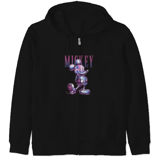 Discover Disney Mickey And Friends Pink Blue Gradient Chrome Portrait Zip Hoodies