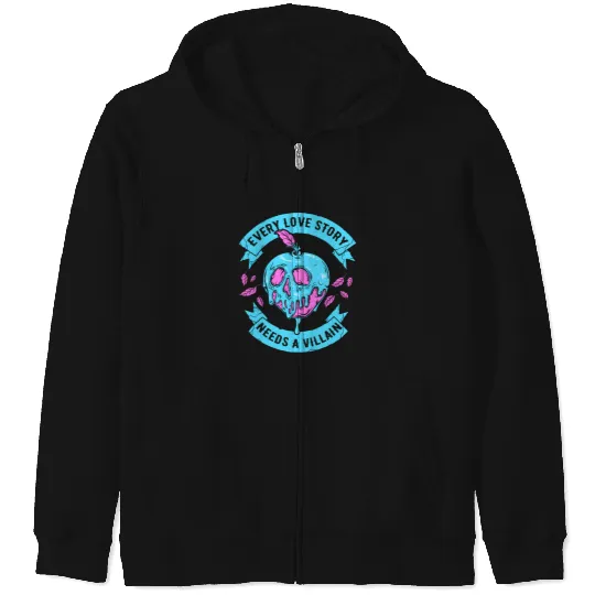 Disney Villains Valentine'S Day Love Story Poison Apple Logo Zip Hoodies