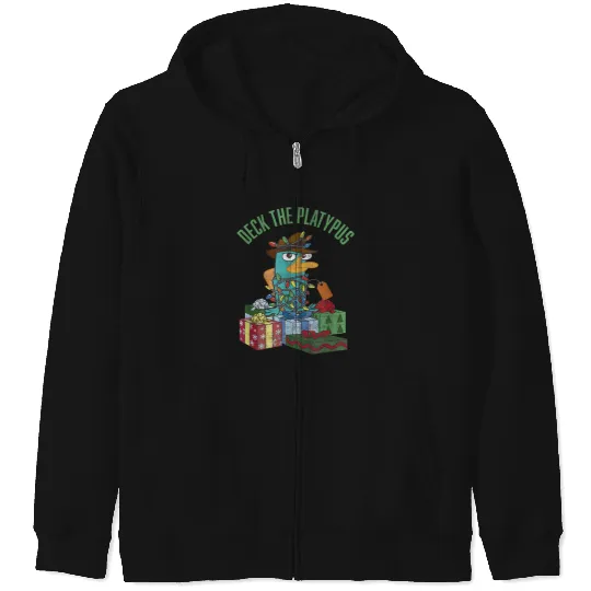 Disney Phineas and Ferb Christmas Perry Deck The Platypus Zip Hoodies