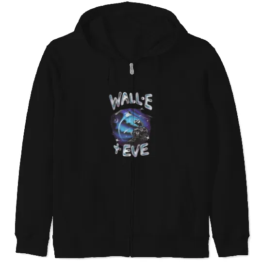 Disney Pixar WALL-E Airbrush WALL-E And EVE Space Love Zip Hoodies