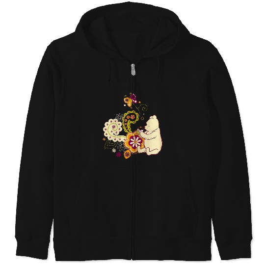 Disneyss Winnie The Pooh Cute Paisley Cupcake Floral Zip Hoodies