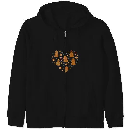 Disney Princess Holiday Christmas Gingerbread Cookie Heart Zip Hoodies