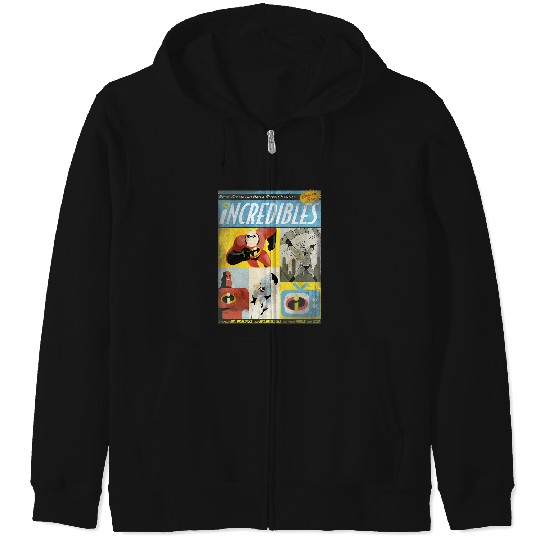 Disney Pixar The Incredibles Comic Panel Retro Vintage Zip Hoodies