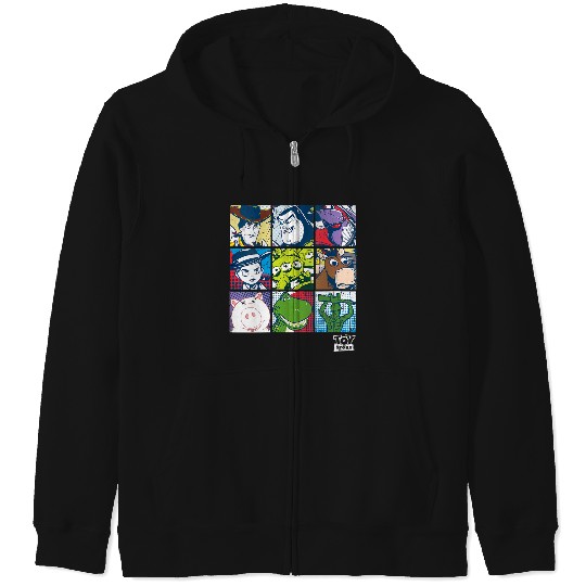 Disney Pixar Toy Story Vintage Faded Retro Character Box Up V-Neck Zip Hoodies