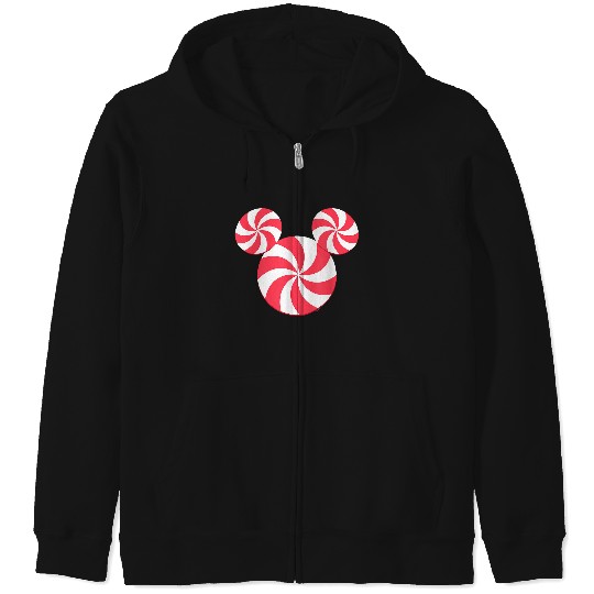 Discover Disney NEW Mickey Icon Christmas Peppermint Candy Holiday Zip Hoodies