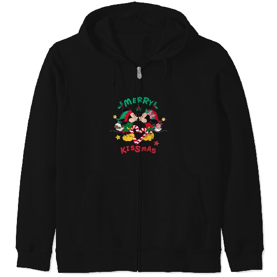 Discover Disney Mickey and Minnie Mouse Christmas Love Merry Kissmas Zip Hoodies