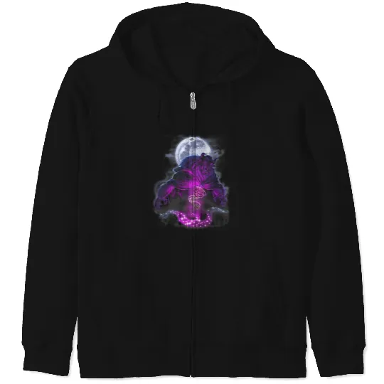 Disneyss Beauty The Beast Moon Rose Airbrush Art Zip Hoodies