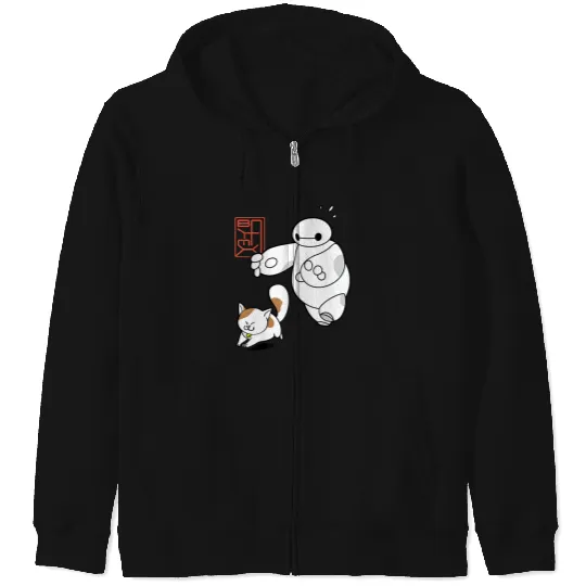Disneyss Big Hero 6 Baymax Chasing Mochi Cute shots Zip Hoodies
