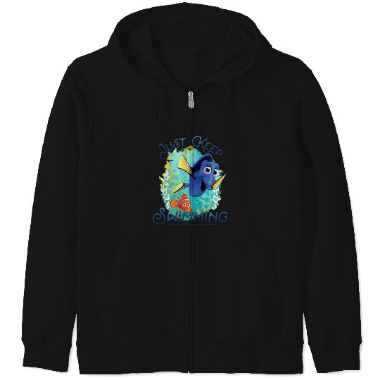 Discover Disney Pixar Finding Dory Just Keep Swimming Ocean Logo Zip Hoodies