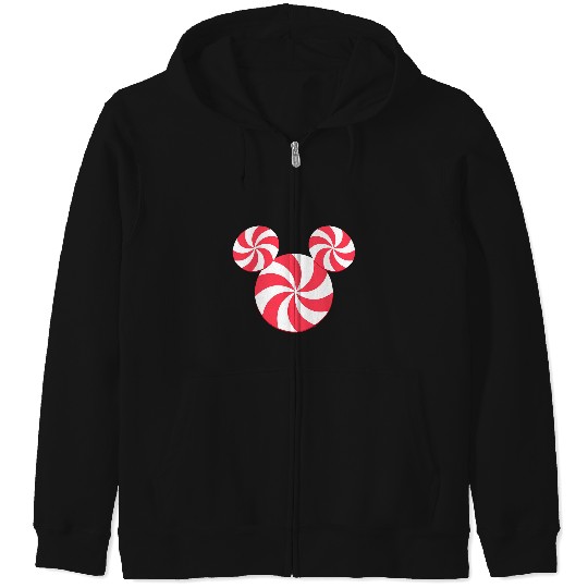 Disney NEW Mickey Icon Christmas Peppermint Candy Holiday Zip Hoodies