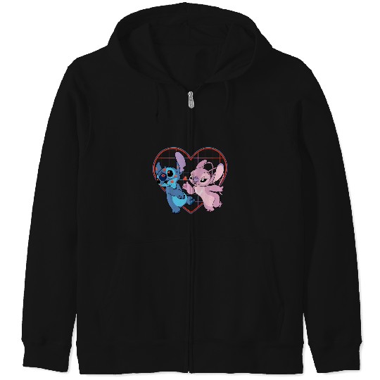 Discover Disney Lilo And Stitch Angel Heart Kisses Zip Hoodies