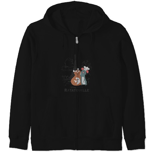 Disneyss Pixars Ratatouille Remy Emile Cute Hug Paris shots Zip Hoodies
