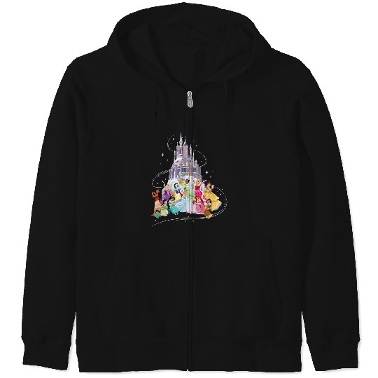 Discover Disneyss Princess Sparkle Squad Christmas Holiday Castle Zip Hoodies
