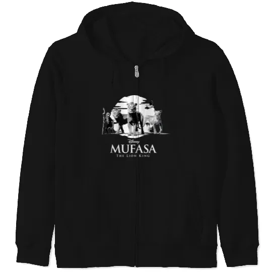 Disneyss Mufasa The Lion King Movie Black White Characters Zip Hoodies