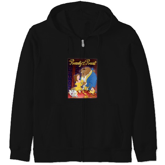 Disneyss Beauty And The Beast Distressed Movie Poster Zip Hoodies