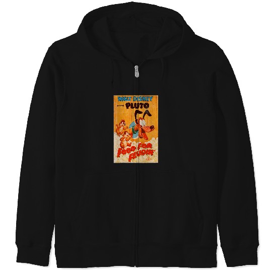 Womens Disney Pluto Food for Feudin’ with Chip ‘n Dale V-Neck Zip Hoodies
