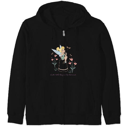 Womens Disney Tinker Bell It’s The Little Things In Life Retro Logo V-Neck Zip Hoodies