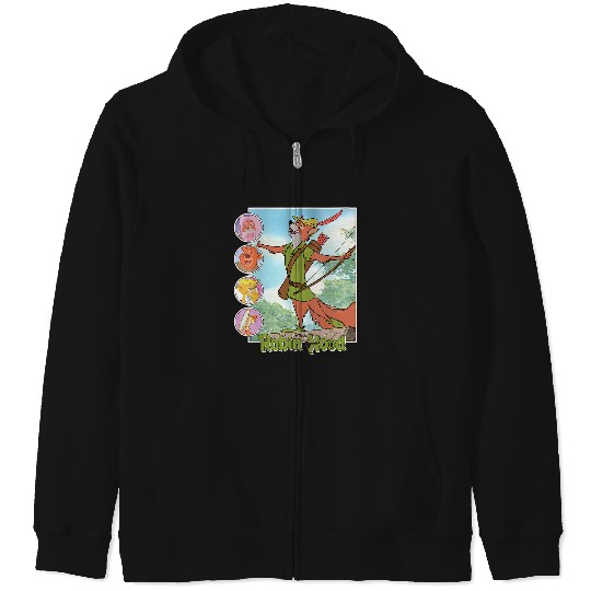 Womens Disney Robin Hood Classic Disney Film Retro V-Neck Zip Hoodies