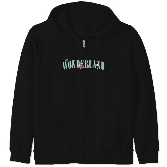 Womens Disney Alice In Wonderland Dinah In Nature Retro Text Logo V-Neck Zip Hoodies