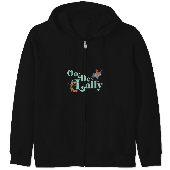 Disney Robin Hood Oo-De-Lally Iconic Quote Chest Text Logo Zip Hoodies