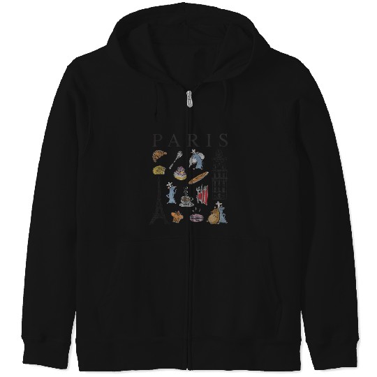 Disney Pixar Ratatouille Paris Food & Places Collage Retro Zip Hoodies