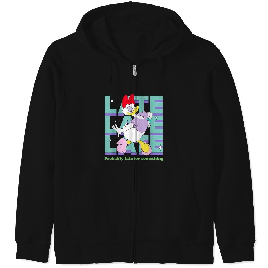Disneyss Daisy Duck Probably Late For Something Funny Zip Hoodies