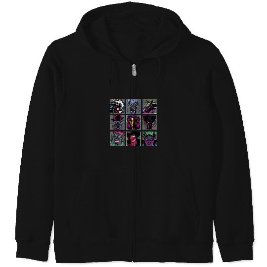 Discover Disney Villains Colorful Neon Big Face Group Sho Zip Hoodies