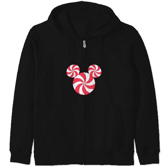 Disney NEW Mickey Icon Christmas Peppermint Candy Holiday Zip Hoodies