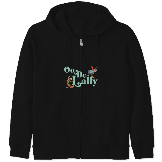 Disney Robin Hood Oo-De-Lally Iconic Quote Chest Text Logo Zip Hoodies