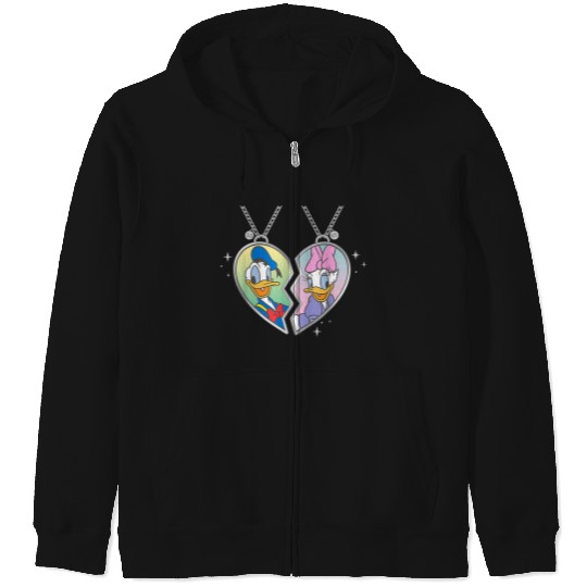 Disneyss Donald And Daisy Duck Love Heart Necklace Matching Zip Hoodies