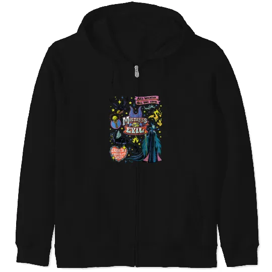 Disney Villains Mistress Of Evil Wicked All The Time Retro Raglan Baseball Tee Zip Hoodies